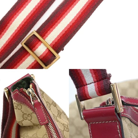 GUCCI Logo GG Pattern Sherry Shoulder Bag Canvas Leather Brown Red Italy 76KA943 - Picture 8 of 16